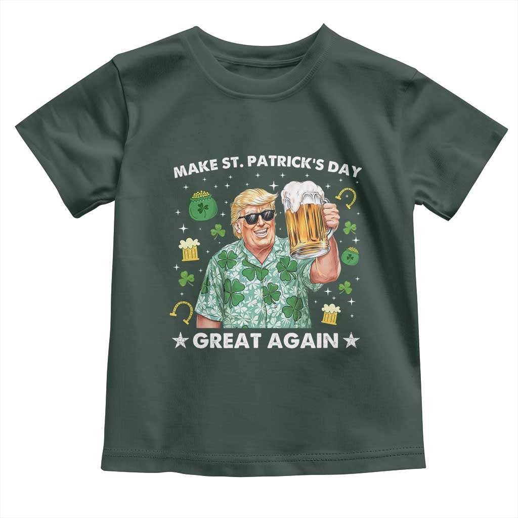 Funny Trump St Patrick's Day Toddler T Shirt Funny Beer Drinking TS10 Dark Forest Green Print Your Wear