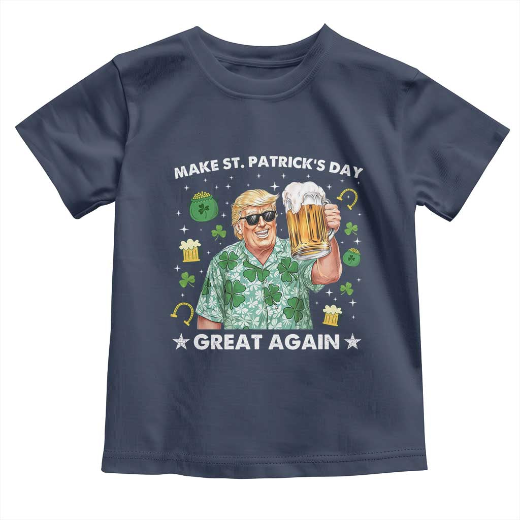 Funny Trump St Patrick's Day Toddler T Shirt Funny Beer Drinking TS10 Navy Print Your Wear