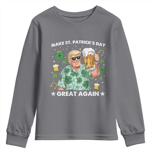 Funny Trump St Patrick's Day Youth Sweatshirt Funny Beer Drinking TS10 Charcoal Print Your Wear