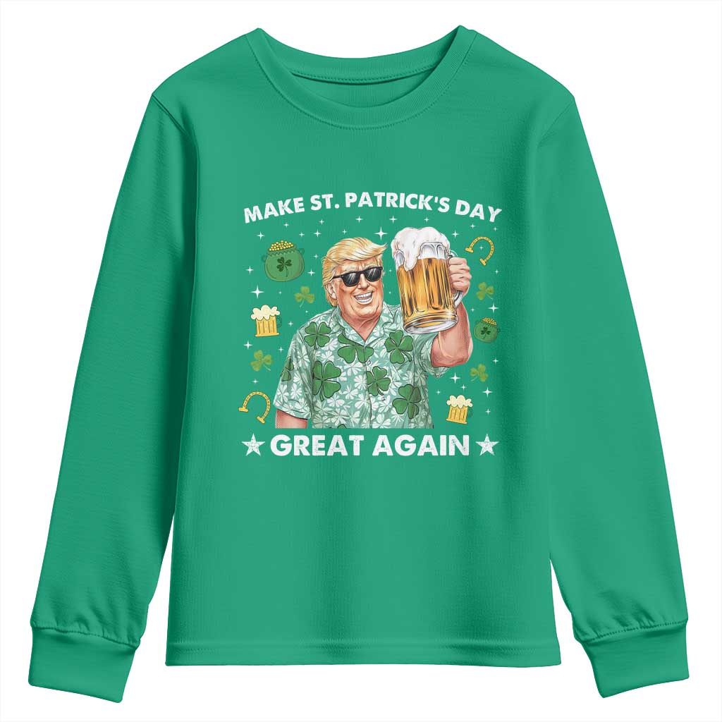 Funny Trump St Patrick's Day Youth Sweatshirt Funny Beer Drinking TS10 Irish Green Print Your Wear