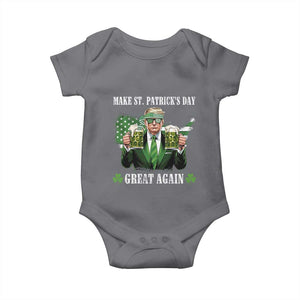 Make St Patrick's Day Great Again Funny Trump Baby Onesie American Flag Beer Drinking Trump TS10 Charcoal Print Your Wear