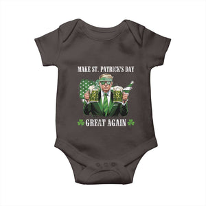 Make St Patrick's Day Great Again Funny Trump Baby Onesie American Flag Beer Drinking Trump TS10 Dark Chocolate Print Your Wear