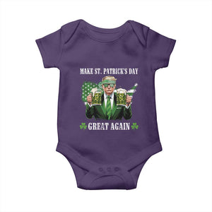 Make St Patrick's Day Great Again Funny Trump Baby Onesie American Flag Beer Drinking Trump TS10 Purple Print Your Wear
