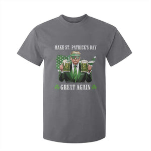 Make St Patrick's Day Great Again Funny Trump T Shirt For Kid American Flag Beer Drinking Trump TS10 Charcoal Print Your Wear