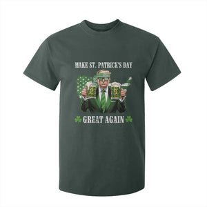 Make St Patrick's Day Great Again Funny Trump T Shirt For Kid American Flag Beer Drinking Trump TS10 Dark Forest Green Print Your Wear