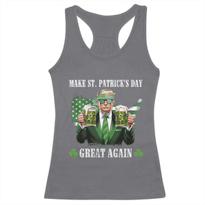 Make St Patrick's Day Great Again Funny Trump Racerback Tank Top American Flag Beer Drinking Trump TS10 Charcoal Print Your Wear