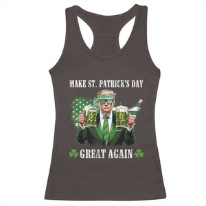 Make St Patrick's Day Great Again Funny Trump Racerback Tank Top American Flag Beer Drinking Trump TS10 Dark Chocolate Print Your Wear