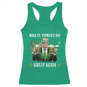 Make St Patrick's Day Great Again Funny Trump Racerback Tank Top American Flag Beer Drinking Trump TS10 Irish Green Print Your Wear