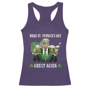 Make St Patrick's Day Great Again Funny Trump Racerback Tank Top American Flag Beer Drinking Trump TS10 Purple Print Your Wear