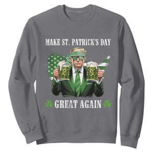 Make St Patrick's Day Great Again Funny Trump Sweatshirt American Flag Beer Drinking Trump TS10 Charcoal Print Your Wear