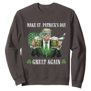 Make St Patrick's Day Great Again Funny Trump Sweatshirt American Flag Beer Drinking Trump TS10 Dark Chocolate Print Your Wear
