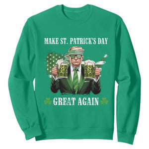 Make St Patrick's Day Great Again Funny Trump Sweatshirt American Flag Beer Drinking Trump TS10 Irish Green Print Your Wear