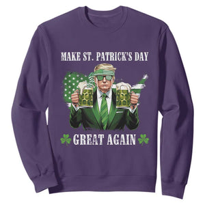 Make St Patrick's Day Great Again Funny Trump Sweatshirt American Flag Beer Drinking Trump TS10 Purple Print Your Wear