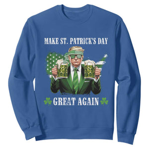 Make St Patrick's Day Great Again Funny Trump Sweatshirt American Flag Beer Drinking Trump TS10 Royal Blue Print Your Wear
