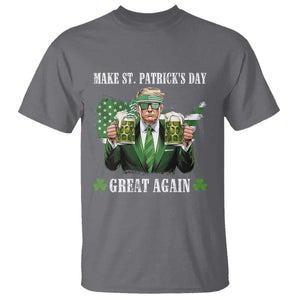 Make St Patrick's Day Great Again Funny Trump T Shirt American Flag Beer Drinking Trump TS10 Charcoal Print Your Wear