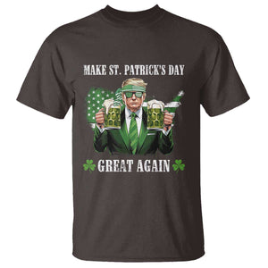 Make St Patrick's Day Great Again Funny Trump T Shirt American Flag Beer Drinking Trump TS10 Dark Chocolate Print Your Wear