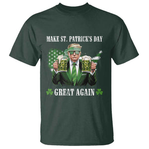 Make St Patrick's Day Great Again Funny Trump T Shirt American Flag Beer Drinking Trump TS10 Dark Forest Green Print Your Wear