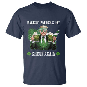Make St Patrick's Day Great Again Funny Trump T Shirt American Flag Beer Drinking Trump TS10 Navy Print Your Wear