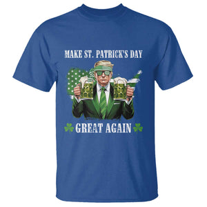 Make St Patrick's Day Great Again Funny Trump T Shirt American Flag Beer Drinking Trump TS10 Royal Blue Print Your Wear