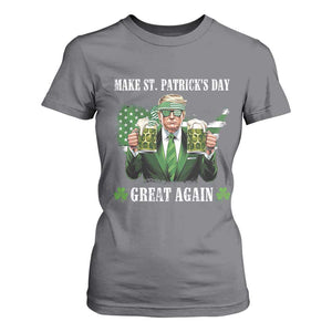 Make St Patrick's Day Great Again Funny Trump T Shirt For Women American Flag Beer Drinking Trump TS10 Charcoal Print Your Wear