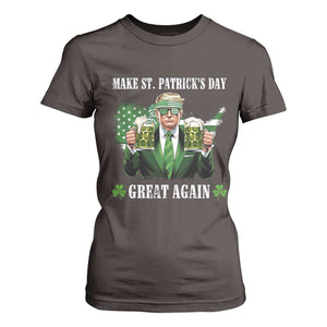 Make St Patrick's Day Great Again Funny Trump T Shirt For Women American Flag Beer Drinking Trump TS10 Dark Chocolate Print Your Wear
