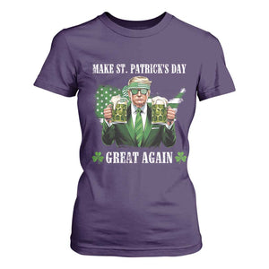 Make St Patrick's Day Great Again Funny Trump T Shirt For Women American Flag Beer Drinking Trump TS10 Purple Print Your Wear