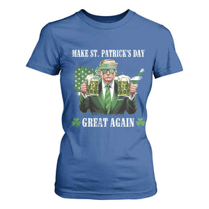 Make St Patrick's Day Great Again Funny Trump T Shirt For Women American Flag Beer Drinking Trump TS10 Royal Blue Print Your Wear