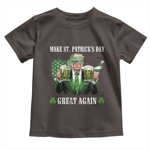 Make St Patrick's Day Great Again Funny Trump Toddler T Shirt American Flag Beer Drinking Trump TS10 Dark Chocolate Print Your Wear