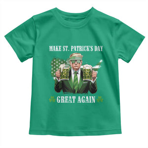 Make St Patrick's Day Great Again Funny Trump Toddler T Shirt American Flag Beer Drinking Trump TS10 Irish Green Print Your Wear