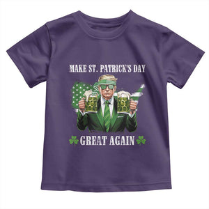 Make St Patrick's Day Great Again Funny Trump Toddler T Shirt American Flag Beer Drinking Trump TS10 Purple Print Your Wear