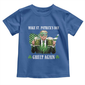 Make St Patrick's Day Great Again Funny Trump Toddler T Shirt American Flag Beer Drinking Trump TS10 Royal Blue Print Your Wear