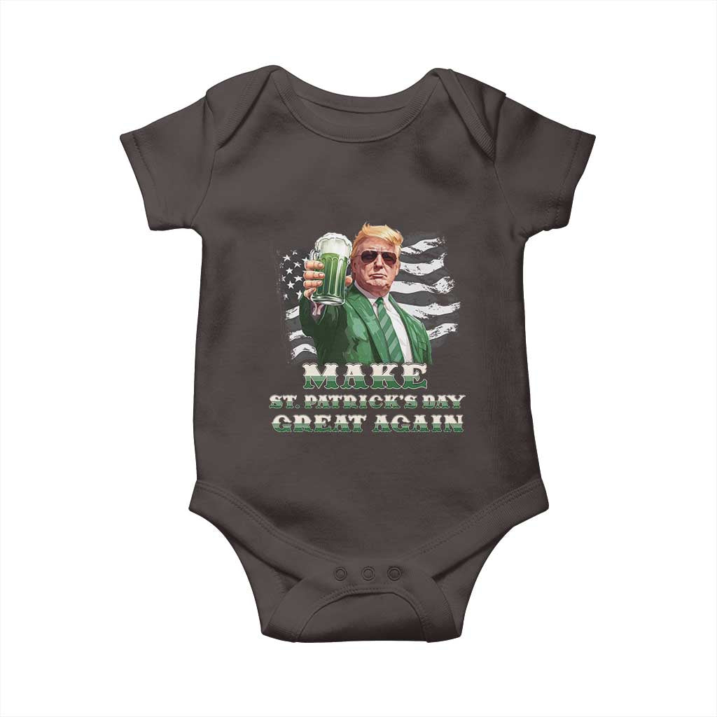 Make St Patricks Day Great Again Trump Baby Onesie Funny Irish American Flag TS10 Dark Chocolate Print Your Wear