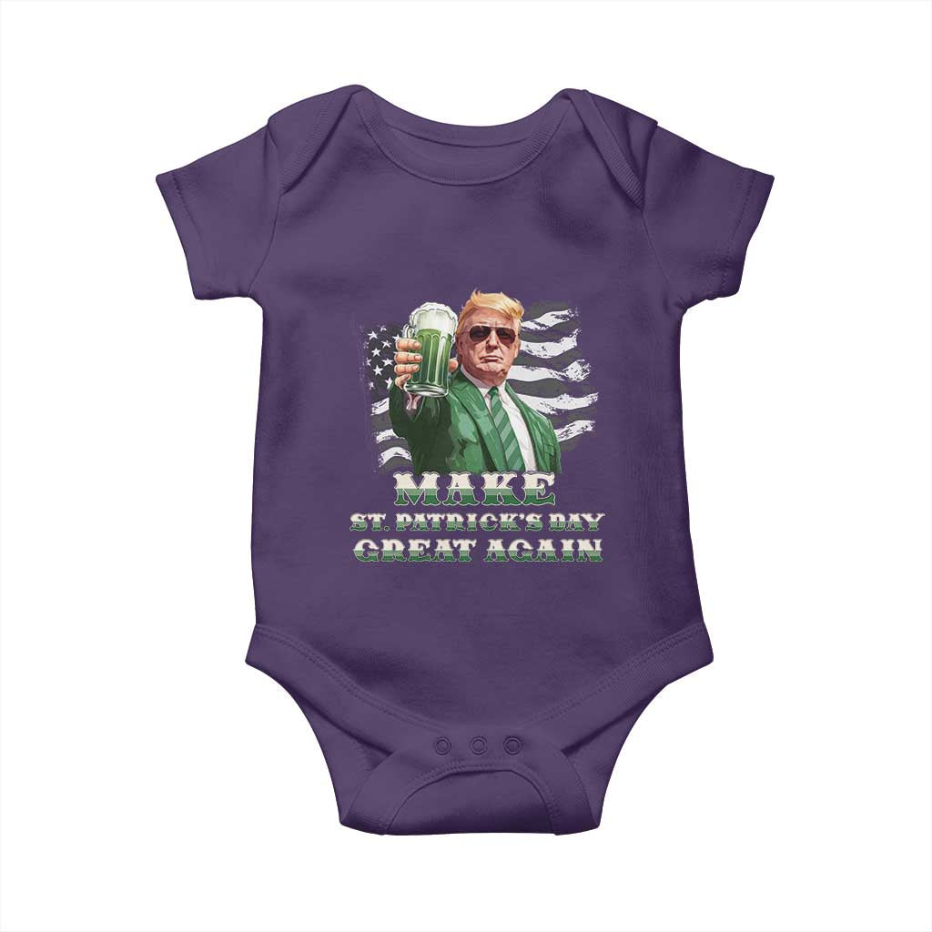 Make St Patricks Day Great Again Trump Baby Onesie Funny Irish American Flag TS10 Purple Print Your Wear