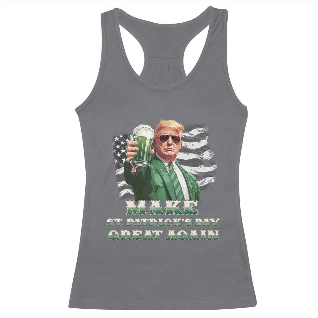 Make St Patricks Day Great Again Trump Racerback Tank Top Funny Irish American Flag TS10 Charcoal Print Your Wear