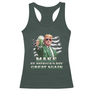 Make St Patricks Day Great Again Trump Racerback Tank Top Funny Irish American Flag TS10 Dark Forest Green Print Your Wear