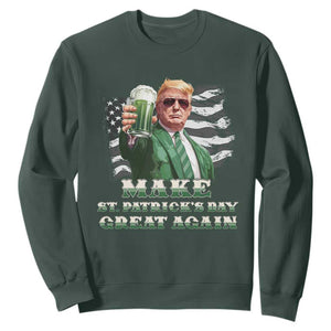 Make St Patricks Day Great Again Trump Sweatshirt Funny Irish American Flag TS10 Dark Forest Green Print Your Wear