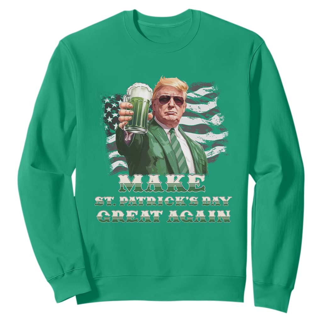 Make St Patricks Day Great Again Trump Sweatshirt Funny Irish American Flag TS10 Irish Green Print Your Wear