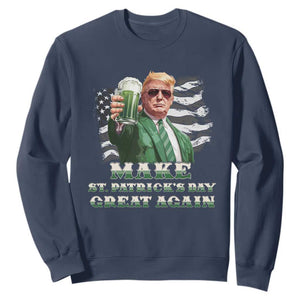 Make St Patricks Day Great Again Trump Sweatshirt Funny Irish American Flag TS10 Navy Print Your Wear