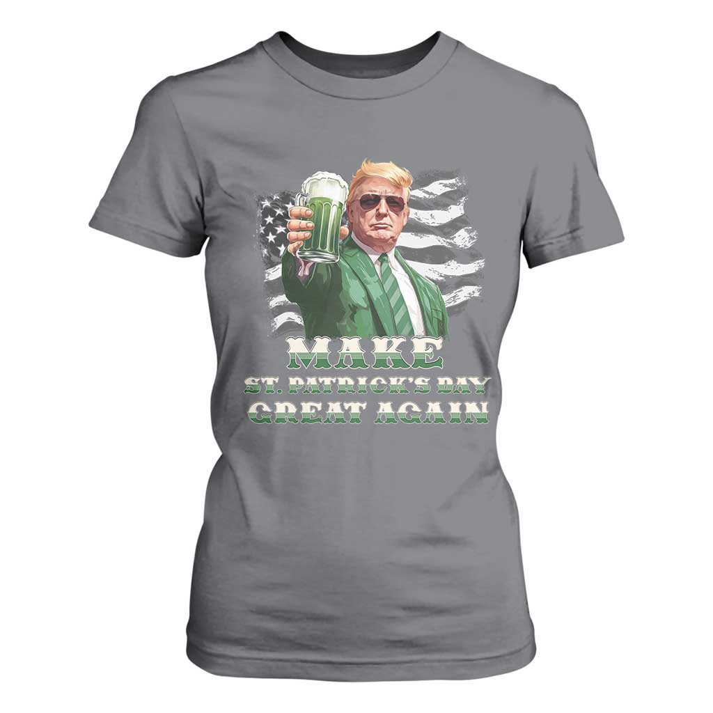Make St Patricks Day Great Again Trump T Shirt For Women Funny Irish American Flag TS10 Charcoal Print Your Wear