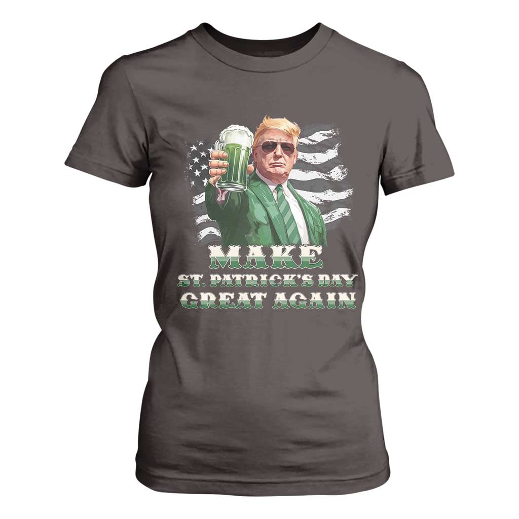 Make St Patricks Day Great Again Trump T Shirt For Women Funny Irish American Flag TS10 Dark Chocolate Print Your Wear