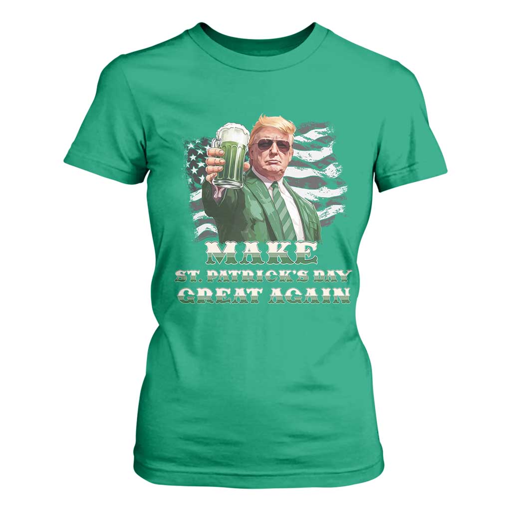 Make St Patricks Day Great Again Trump T Shirt For Women Funny Irish American Flag TS10 Irish Green Print Your Wear