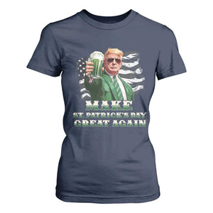 Make St Patricks Day Great Again Trump T Shirt For Women Funny Irish American Flag TS10 Navy Print Your Wear