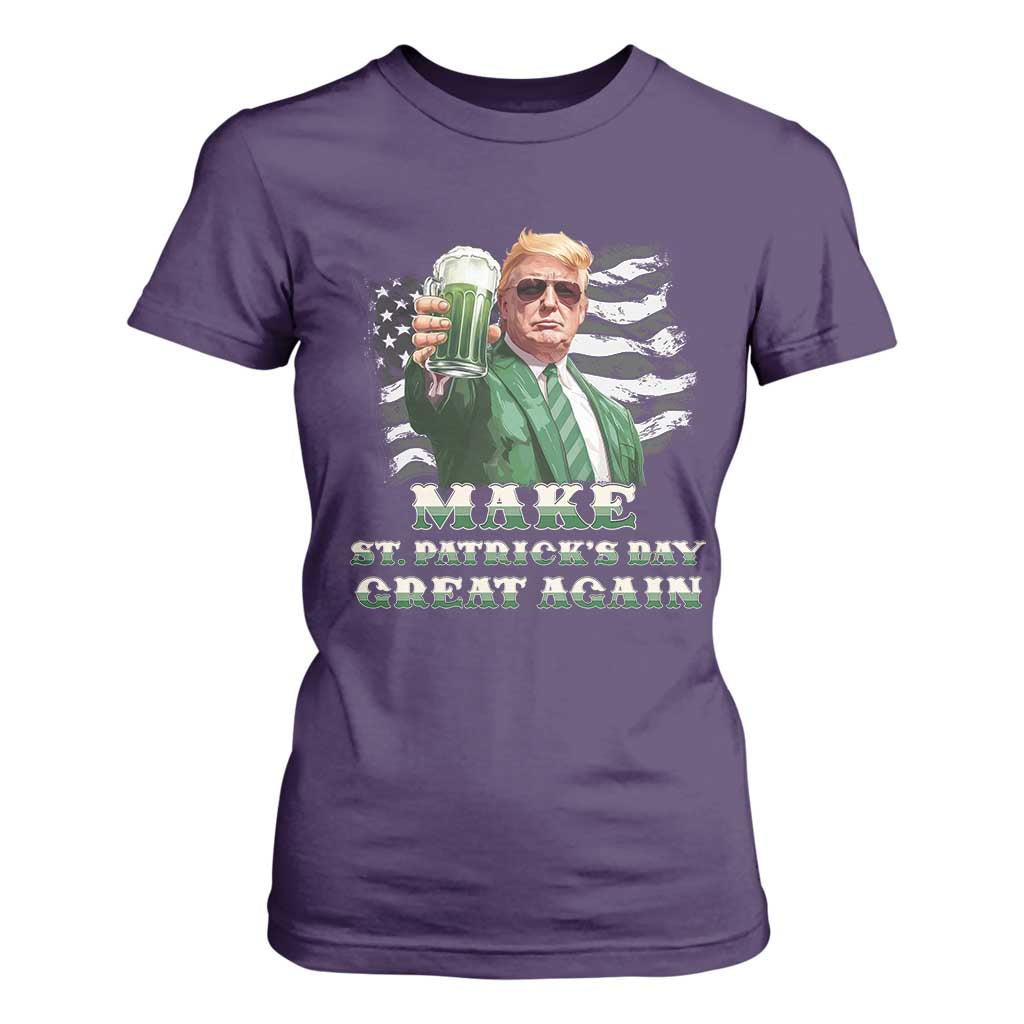 Make St Patricks Day Great Again Trump T Shirt For Women Funny Irish American Flag TS10 Purple Print Your Wear