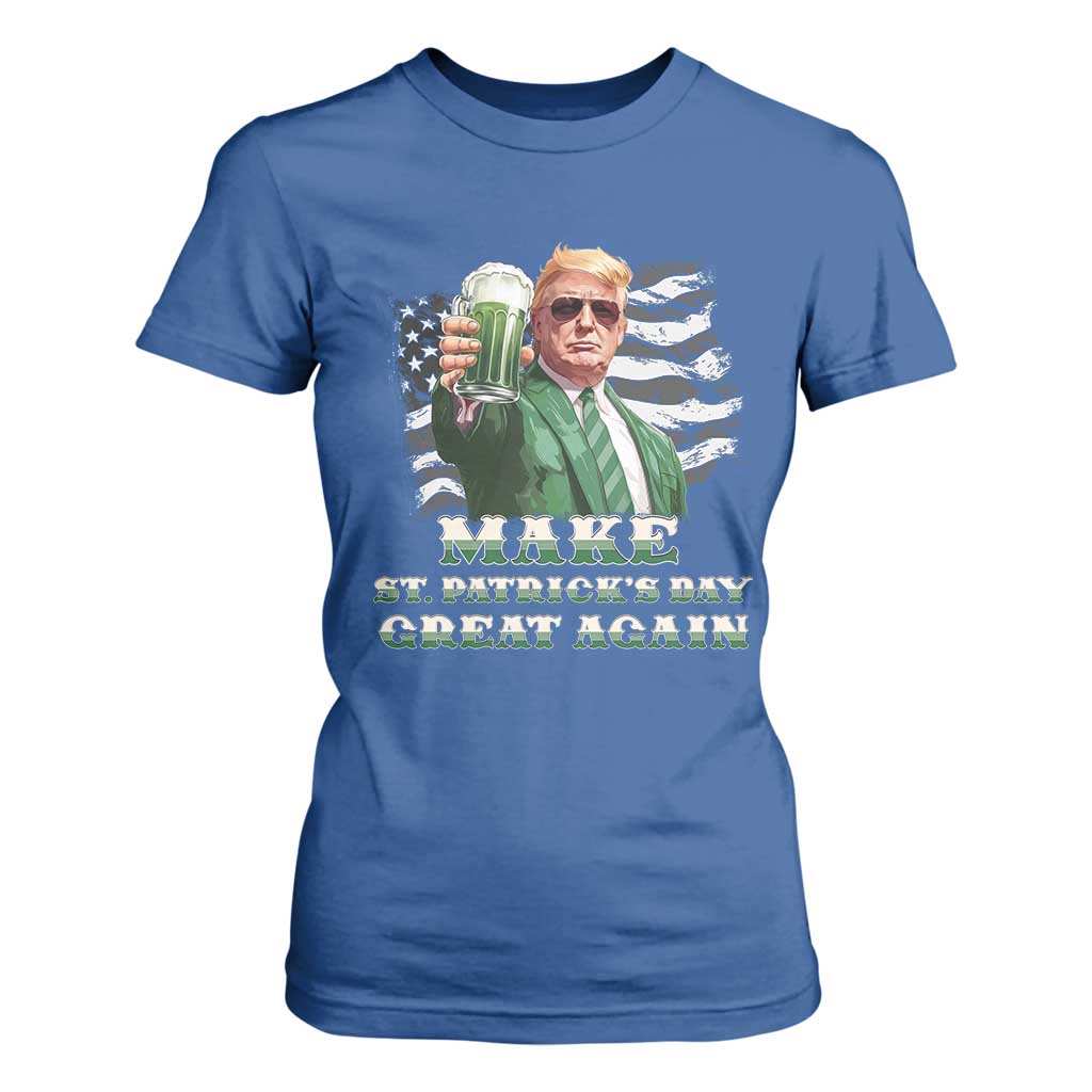 Make St Patricks Day Great Again Trump T Shirt For Women Funny Irish American Flag TS10 Royal Blue Print Your Wear