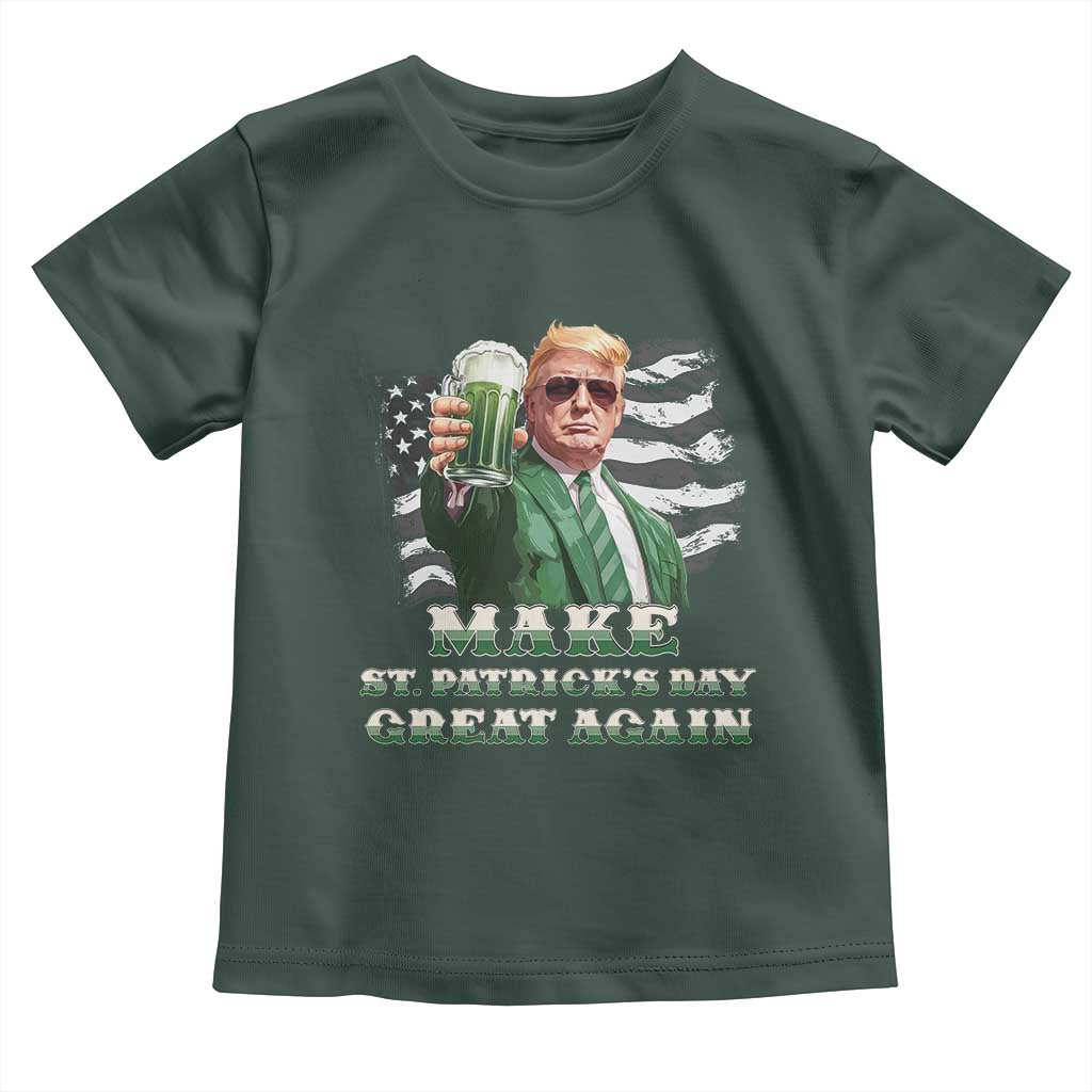 Make St Patricks Day Great Again Trump Toddler T Shirt Funny Irish American Flag TS10 Dark Forest Green Print Your Wear