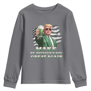 Make St Patricks Day Great Again Trump Youth Sweatshirt Funny Irish American Flag TS10 Charcoal Print Your Wear