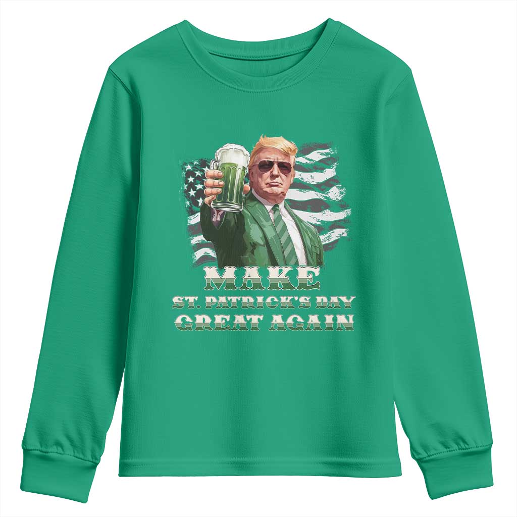 Make St Patricks Day Great Again Trump Youth Sweatshirt Funny Irish American Flag TS10 Irish Green Print Your Wear