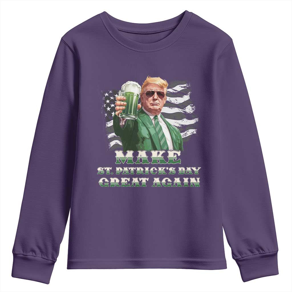 Make St Patricks Day Great Again Trump Youth Sweatshirt Funny Irish American Flag TS10 Purple Print Your Wear