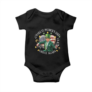 Funny Trump Make St Patrick's Day Great Again Baby Onesie American Flag Dancing Trump TS10 Black Print Your Wear