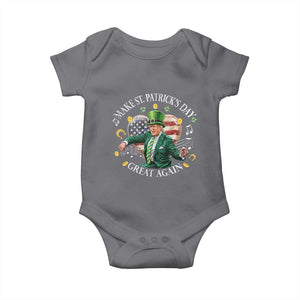 Funny Trump Make St Patrick's Day Great Again Baby Onesie American Flag Dancing Trump TS10 Charcoal Print Your Wear